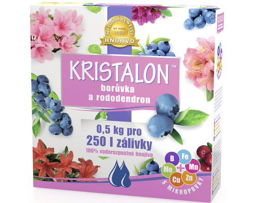 Hnojivo pro přihnojování kyselomilných rostlin Kristalon borůvka a rododendron 0,5 kg