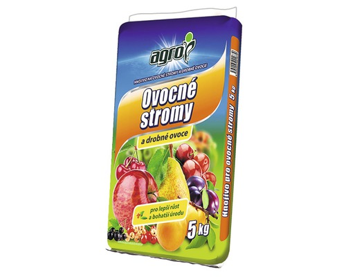 Hnojivo pro ovocné stromy a drobné ovoce Agro 5 kg Agro hnojivo pro ovocné stromy a drobné ovoce, 5 kilogramů