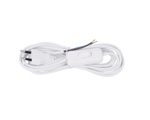Napájecí kabel Emos Flex 2x0,75 s vypínačem 3m bíla Bílý lampový kabel se zástrčkou a vypínačem