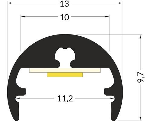 Průřez profilu s rozměry