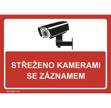 "Střeženo kamerami se záznamem" (ČERVENÁ) - 297x210 mm-thumb-0