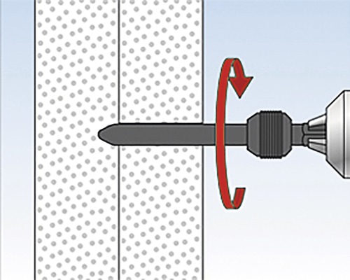 Ilustrace vrtáku vrtajícího do zdi