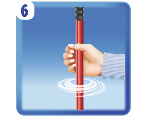 Ilustrace ruky držící čisticí tyč