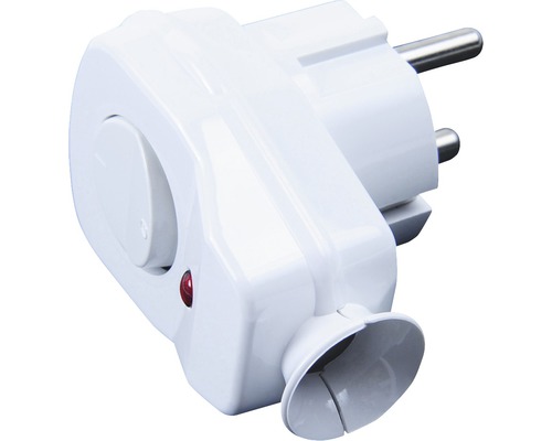 Bílá zásuvková zástrčka s vypínačem a kontrolkou