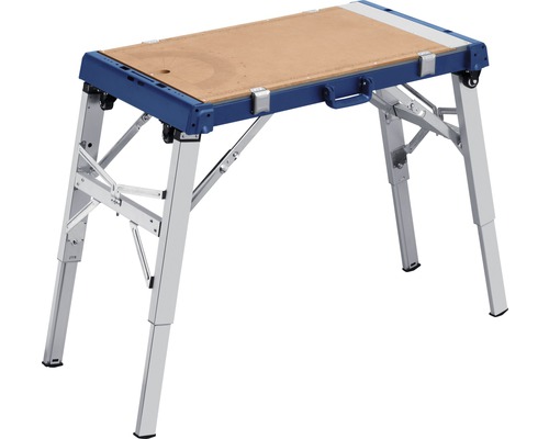 Skládací pracovní stůl s dřevěnou deskou a nastavitelnými nohami