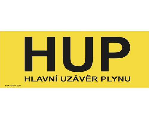 HUP - hlavní uzávěr plynu (210x80 mm)