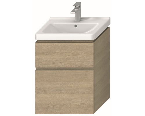 Koupelnová skříňka pod umyvadlo Jika Cubito-N 68,3x54x39,9 cm dub H40J4224025191 Skříňka pod umyvadlo se dvěma zásuvkami a keramickým umyvadlem