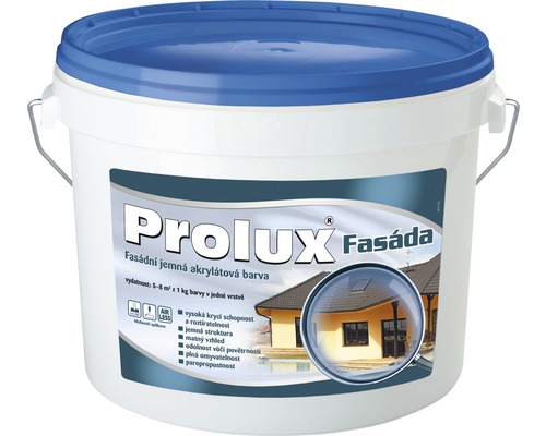 Fasádní barva Prolux Fasáda bílá 3,5 kg Kbelík akrylátové fasádní barvy s modrým víkem