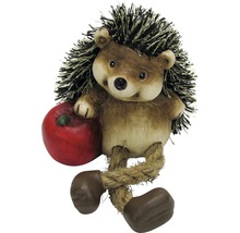 Dekorativní ježek s jablkem, vyrobený z keramiky a lana