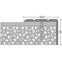 ALU schodový profil, stříbrný, 2,7m 24,5x10mm; šroubovací (předvrtaný)-thumb-2
