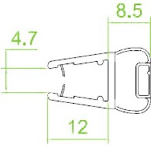 Technický výkres montážní spony s rozměry 4,7, 8,5 a 12.
