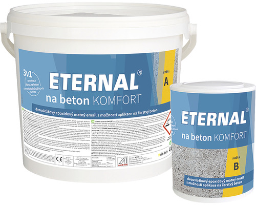 Barva na beton ETERNAL KOMFORT A+B, šedá 4,8 kg Kbelík a dóza Eternal Beton Kompakt, dvousložkový epoxidový email pro beton