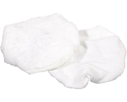 Dva bílé čisticí podložky z mikrovlákna