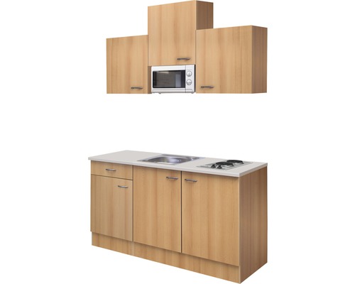 Kuchyňská linka s dřezem, varnou deskou, mikrovlnnou troubou a horními skříňkami