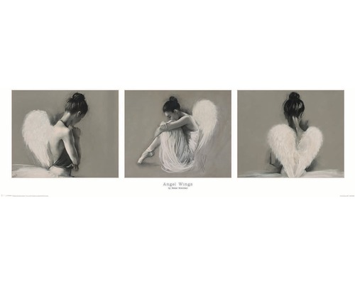 Obraz se třemi zobrazeními ženy s andělskými křídly