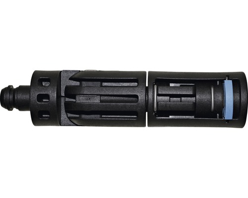 Černá hadicová spojka s vnitřními prvky pro zahradní hadice