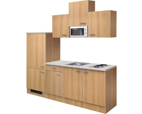 Kuchyňská linka s dřezem, varnou deskou, mikrovlnnou troubou a skříňkami