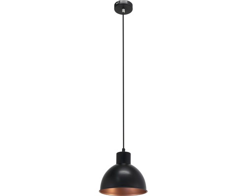 Černá závěsná lampa s kovovým stínidlem