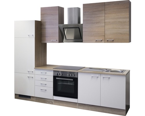 Kuchyňská linka s dřezem, sporákem a odsavačem par