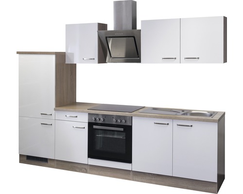 Kuchyňská linka s dřezem, sporákem, troubou a digestoří