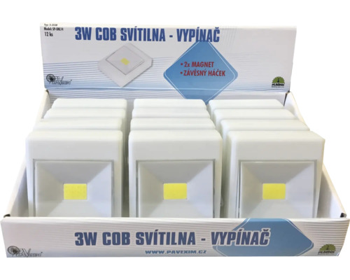 3W COB svítilna s vypínačem v prodejním displeji
