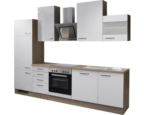 Kuchyňská linka s elektrospotřebiči a vestavěným dřezem