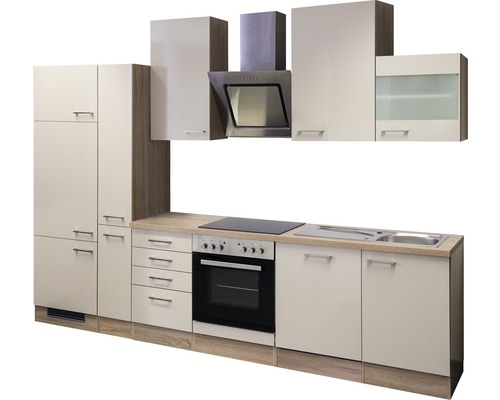 Kuchyňská linka s elektrickým sporákem, digestoří a horními skříňkami