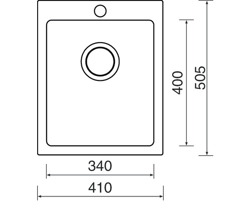 Technický výkres dřezu s rozměry