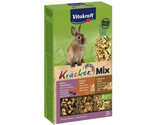 Pamlsky pro hlodavce, krekry Vitakraft 3 ks Kräcker® med, 162 g Vitakraft Kräcker Mix pro malé domácí mazlíčky, vyrobeno v Německu