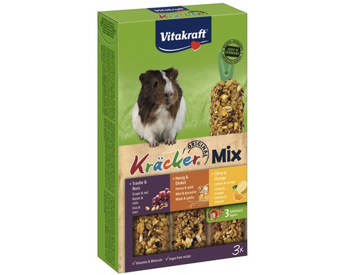 Pamlsky pro hlodavce Vitakraft Kräcker® med + popcorn, 164 g Vitakraft Kräcker Mix pro hlodavce, balení po třech kusech
