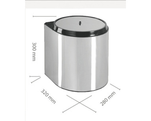 Ocelový odpadkový koš, 300 x 320 x 280 milimetrů