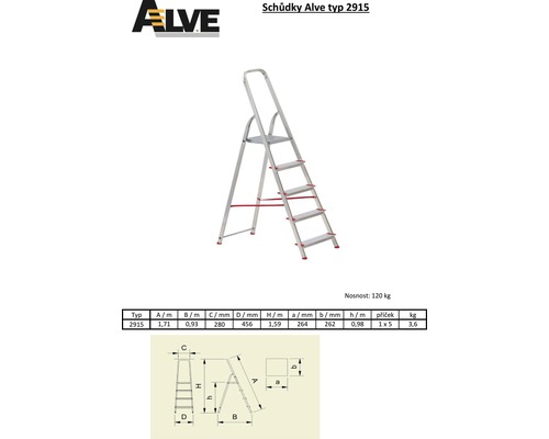 Žebřík Alve typ 2915 s pěti stupni