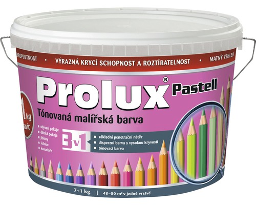 Barva na zeď Prolux Pastell 0317 purpurová 1,5 kg Kbelík interiérové barvy Prolux Pastell, matný vzhled