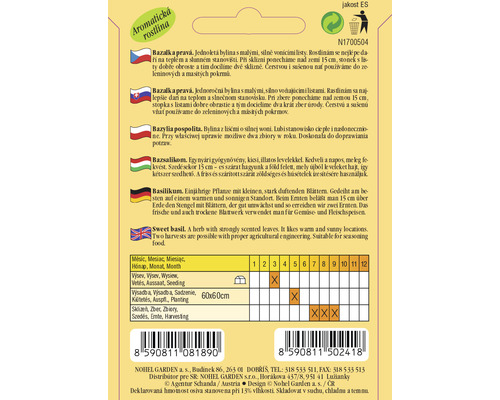 Balíček semen bazalky s návodem na pěstování