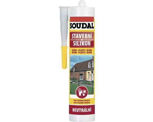 Stavební silikon SOUDAL 300 ml transparentní Soudal stavební silikonová kartuše s nástavcem