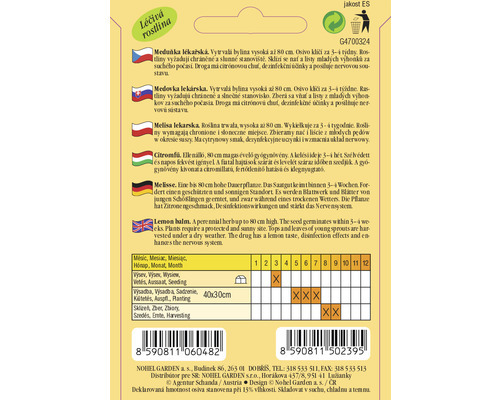 Informace o výsevu a sklizni meduňky lékařské