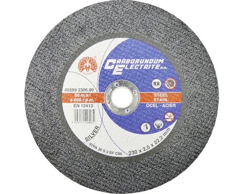 Řezný kotouč Ø 230x2.5x22.2 A97P 36S 3BF C80 Řezný kotouč na ocel, 230 x 2,5 x 22,2 milimetrů