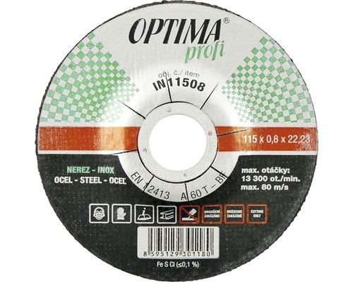 Řezný kotouč OPTIMA 115 x 0,8 mm, nerez