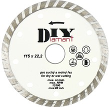 Diamantový kotouč o průměru 115 x 22,2 milimetrů pro suché nebo mokré řezání