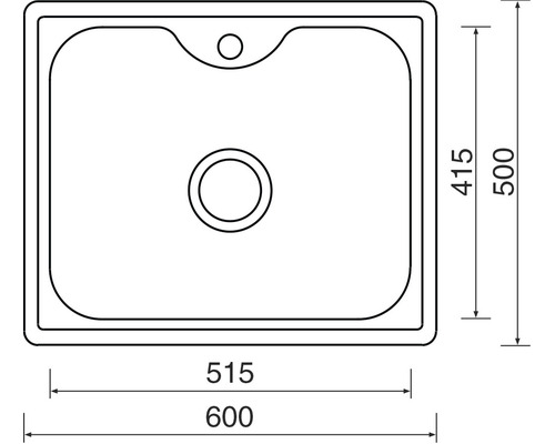 Nákres dřezu s rozměry