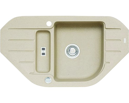 Rohová dřez s odkapávací plochou a dřezovou mísou