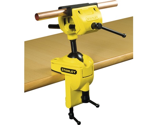 Stanley svěrák s trubkovou svorkou na hraně stolu