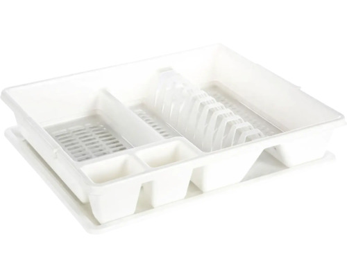 Plastový odkapávač s držákem na příbory a talíře