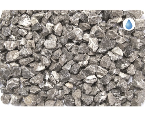 Šedé okrasné oblázky se symbolem kapky vody