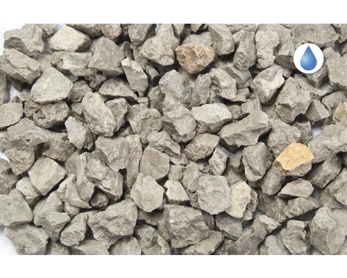 Šedé okrasné štěrkové kameny se symbolem propustnosti vody