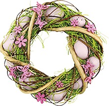 Velikonoční věnec s vejci, květinami a motýly