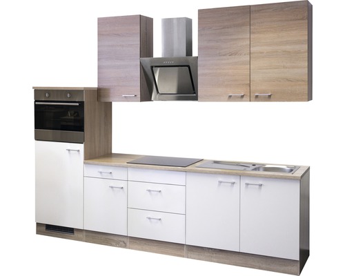 Kuchyňská linka s dřezem, varnou deskou, troubou a odsavačem par