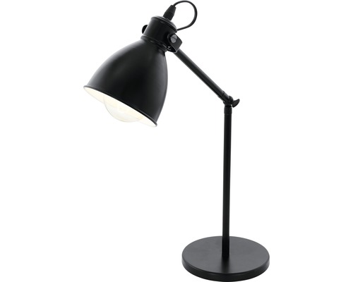 Černá stolní lampa s nastavitelným ramenem