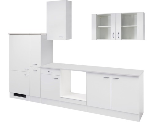 Kuchyňský blok Flex Well Wito 300 cm barva čela matně bílá barva korpusu bílá Kuchyňská linka se skříňkami a zásuvkami