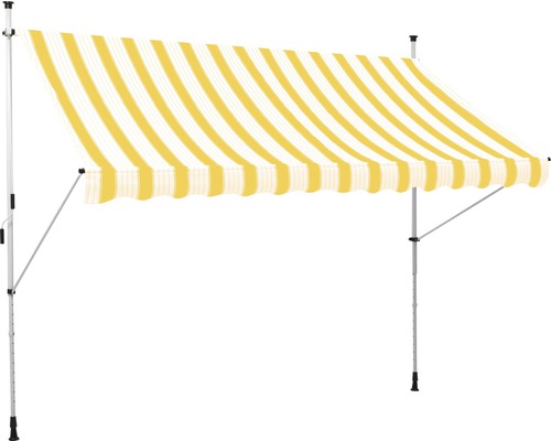 Upínací markýza (balkonová markýza) 2,5x1,5 látka žlutě / bíle proužkovaná (stavební sada)